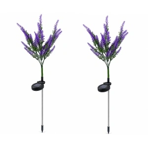 Set 2 lampi solare de gradina, awwaline, Mov / Verde, model Levantica, Senzor de lumina, IP65 impermeabil