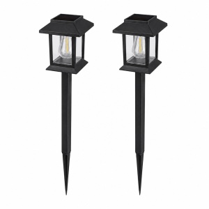 Set 2 Lampi Solare de gradina, awwaline, negru, Senzor de lumina, IP65 impermeabil, lumina LED calda, 3000K