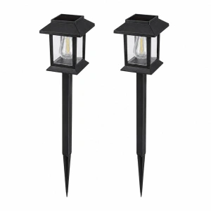 Set 2 Lampi Solare de gradina, awwaline, negru, Senzor de lumina, IP65 impermeabil, lumina LED calda, 3000K