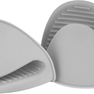 Set 2 manusi protectie pentru cuptor din silicon, awwaline, gri, 10 x 8 cm