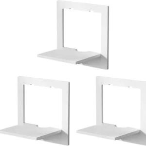 Set 3 etajere de perete patrate, awwaline, albe, PVC, 29 cm x 29 cm, cu suport depozitare