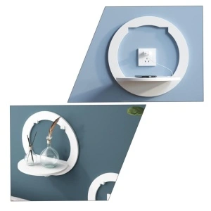 Set 3 etajere de perete rotunde, awwaline, albe, PVC, 29 cm x 29 cm, cu suport depozitare - Img 8