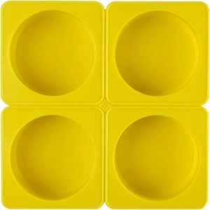 Set 4 forme silicon, awwaline, rotunde, galben, ideale pentru briose, prajituri, oua, proiecte DIY, ceara, lumanari, sapun, rezistente la temperaturi -40 pana la 250 grade