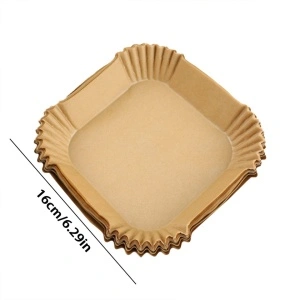 Set Hartie de Copt pentru Air Fryer, awwaline, patrat, maro, unica folosinta, 16 x 16 x 4.5 cm, ideale pentru friteuza, cuptor, cuptor cu microunde, non-toxice - Img 8