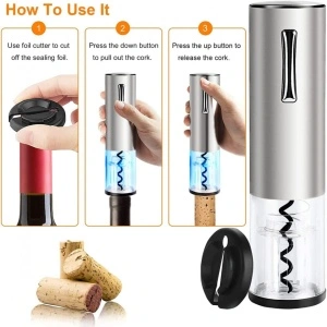 Set tirbuson electric si accesorii vin, awwaline, argintiu, 4 piese, incarcare USB - Img 7