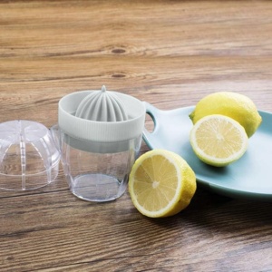Storcator citrice manual cu recipient, awwaline, gri, plastic, filtru pentru pulpa, usor de curatat, portabil, 150 ml - Img 5