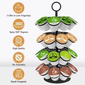 Suport 36 capsule cafea, awwaline, negru, rotativ, 18.7 x 36.5 cm, compatibil K-Cup, Dolce Gusto - Img 7