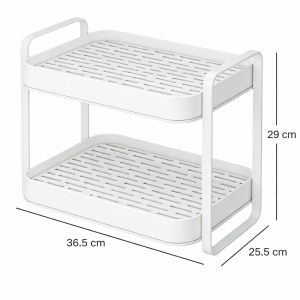 Suport cu 2 nivele pentru scurgerea paharelor, awwaline, alb, cadru metalic, 36.5 x 25.5 x 29 cm, alb - Img 6