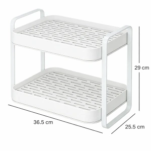 Suport cu 2 nivele pentru scurgerea paharelor, awwaline, alb, cadru metalic, 36.5 x 25.5 x 29 cm, alb - Img 6