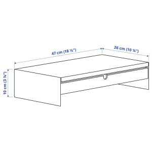 Suport monitor cu sertar, alb, 47 x 26 x 10 cm, fanta cabluri, compartimente depozitare - Img 7