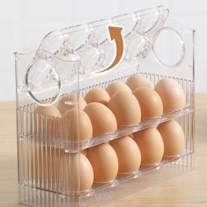 Suport organizator oua pentru frigider, awwaline, transparent, capacitate 30 oua, 26 x 10 x 20 cm - Img 4