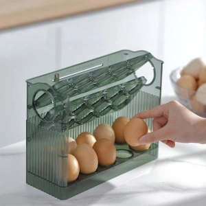 Suport organizator oua pentru frigider, awwaline, verde, capacitate 30 oua, 26 x 10 x 20 cm - Img 5