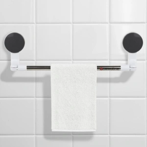 Suport pentru prosoape, awwaline, alb, 34 cm, prindere cu ventuza, permite montarea pe colt - Img 3