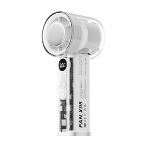 Ventilator portabil cu 5 viteze, awwaline, alb, racitor de aer, efect de gheata, afisaj digital, 3000mAh viata lunga, incarcare rapida TYPE-C, cu snur
