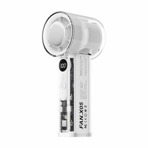 Ventilator portabil cu 5 viteze, awwaline, alb, racitor de aer, efect de gheata, afisaj digital, 3000mAh viata lunga, incarcare rapida TYPE-C, cu snur