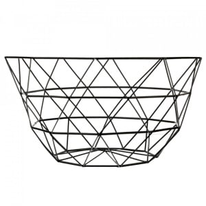 Cos de fructe, awwaline, Model cu Triunghiuri, Metal, Negru, 15x26cm - Img 3