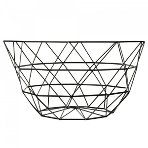 Cos de fructe, awwaline, Model cu Triunghiuri, Metal, Negru, 15x26cm - Img 3