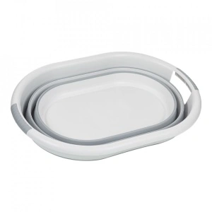 Cos multifunctional pliabil din plastic, awwaline, alb/gri, 38 litri, ideal pentru rufe - Img 3