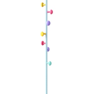 Cuier pentru haine, awwaline, albastru, otel carbon, 7 carlige in forma de ciuperca, 167 x 30 cm
