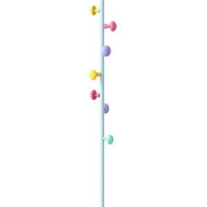 Cuier pentru haine, awwaline, albastru, otel carbon, 7 carlige in forma de ciuperca, 167 x 30 cm