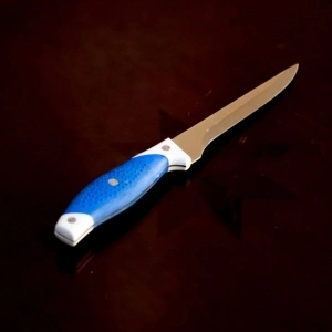 Cutit de bucatarie otel inoxidabil, awwaline, lama 15 cm, pentru Dezosat, Albastru, Maner Antialunecare - Img 4