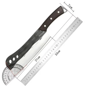 Cutit profesional otel inoxidabil forjat la rece, awwaline, 33 x 7 cm, lama 21 cm, Maro, Antiaderent, ideal pentru Tocat, Dezosat, Filetat, Decojit - Img 8