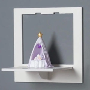 Etajera de perete patrata, awwaline, alba, PVC, 29 cm x 29 cm, cu suport depozitare - Img 5