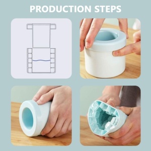 Forma pentru Cuburi de Gheata, awwaline, silicon, albastru, pentru 60 Cuburi de Gheata, BPA Free, Usor de Curatat, Capac, 9 x 8.5 x 8 cm - Img 6