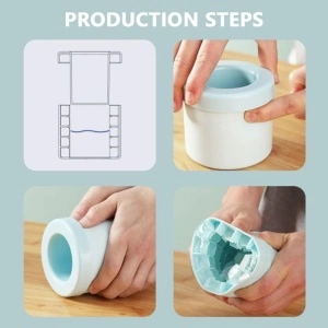 Forma pentru Cuburi de Gheata, awwaline, silicon, albastru, pentru 60 Cuburi de Gheata, BPA Free, Usor de Curatat, Capac, 9 x 8.5 x 8 cm - Img 6
