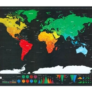 Harta razuibila World Map, Model Deluxe Large 59,4 x 82,5cm, tub si accesorii de razuit cadou - Img 5