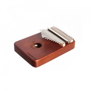 Kalimba, instrument muzical cu 17 Note, awwaline, lemn maro, model floral rotund - Img 2