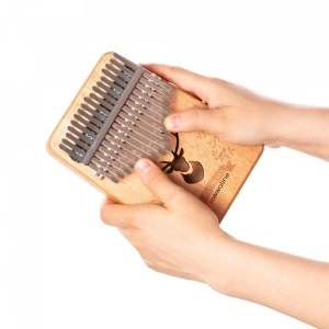 Kalimba, instrument muzical cu 17 Note, awwaline, lemn natur, model cerb - Img 4