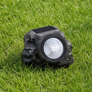 Lampa solara decorativa de exterior, awwaline, forma de piatra, pentru gradina, IP65 impermeabil, lumina puternica 4 LED-uri, lumina alb rece, 11 x 10 cm - Img 5