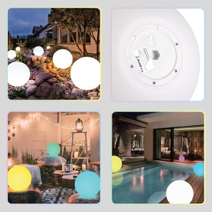 Lampa solara Sferica RGB cu Telecomanda, awwaline, IP65 impermeabil, fixare cu tarus in pamant, ideala pentru gradina, terasa - Img 4