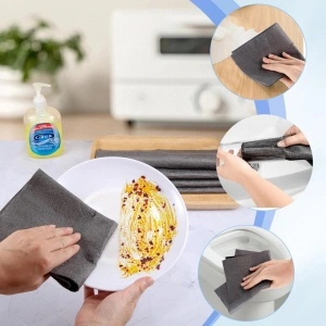 Laveta magica microfibra, multifunctionala, awwaline, gri, ideala pentru geamuri, bucatarie, baie, masina, material microfibra, 30 x 30 cm, curatare fara urme, zgarieturi sau scame - Img 3