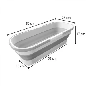 Lighean pliabil multifunctional din plastic, awwaline, alb/gri, 10 litri, ideal pentru spalat mop - Img 8