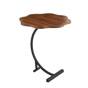 Masuta cafea forma floare, awwaline, lemn, maro, 39 x 39 x 60 cm