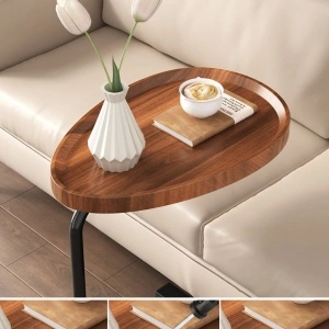 Masuta cafea ovala, awwaline, lemn, maro, C-Shaped, 45 x 30 x 60 cm - Img 5