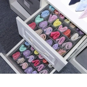 Organizator haine 20 compartimente, awwaline, gri, 32 x 32 x 10 cm, ideal pentru sosete, lenjerie intima, curele sau cravate - Img 3