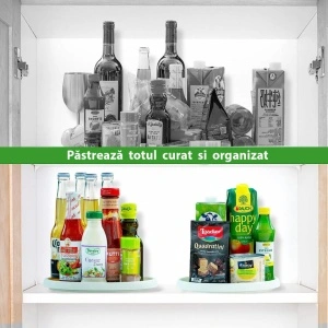 Organizator rotativ tip tava pentru frigider sau dulap, awwaline, suprafata antialunecare, rotatie 360 grade, diametru 30 cm - Img 3