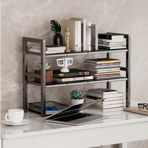 Raft organizator extensibil cu 2 etaje si 8 suporturi detasabile, awwaline, negru, 55-85 x 38 x 53 cm, ideal pentru spatiul de sub chiuveta - Img 6