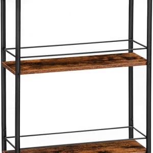 Raft slim cu 3 rafturi MDF, awwaline, Negru/Maro, 50 x 19 x 81 cm