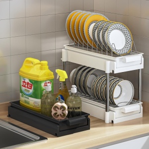 Scurgator vase cu 2 nivele, awwaline, alb, sistem de glisare si scurgere a apei, 38 x 20 x 31 cm - Img 4