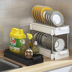Scurgator vase cu 2 nivele, awwaline, alb, sistem de glisare si scurgere a apei, 38 x 20 x 31 cm - Img 4
