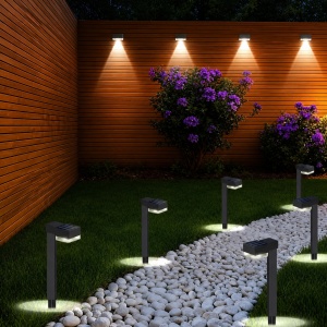 Set 12 Mini Lampi Solare de gradina, awwaline, negru, Senzor de lumina, IP65 impermeabil, lumina LED calda, model patrat - Img 4