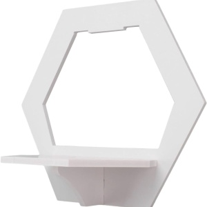 Set 3 etajere de perete hexagon, awwaline, albe, PVC, 29 cm x 27 cm, cu suport depozitare - Img 2