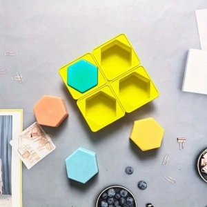 Set 4 forme silicon, awwaline, hexagon, galben, ideale pentru briose, prajituri, oua, proiecte DIY, ceara, lumanari, sapun, rezistente la temperaturi -40 pana la 250 grade - Img 5