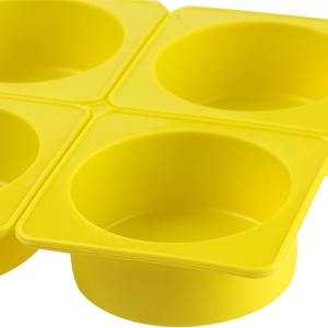 Set 4 forme silicon, awwaline, rotunde, galben, ideale pentru briose, prajituri, oua, proiecte DIY, ceara, lumanari, sapun, rezistente la temperaturi -40 pana la 250 grade - Img 2