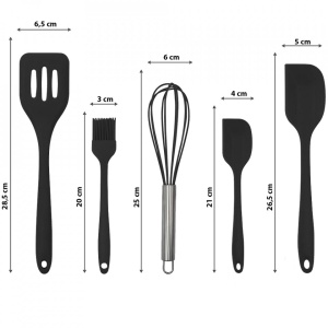 Set 5 ustensile de gatit din silicon, awwaline, negre - Img 6