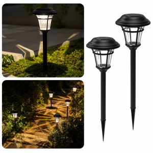 Set 6 Lampi Solare de gradina, awwaline, negru, Senzor de lumina, IP65 impermeabil, lumina LED calda, 3000K - Img 5